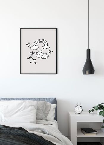 Papier Peint - Lapin Scribble - Taille: 50 x 70 cm 3