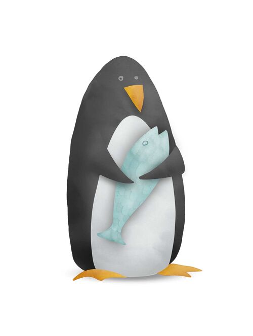 Wandbild - Cute Animal Penguin - Größe: 30 x 40 cm
