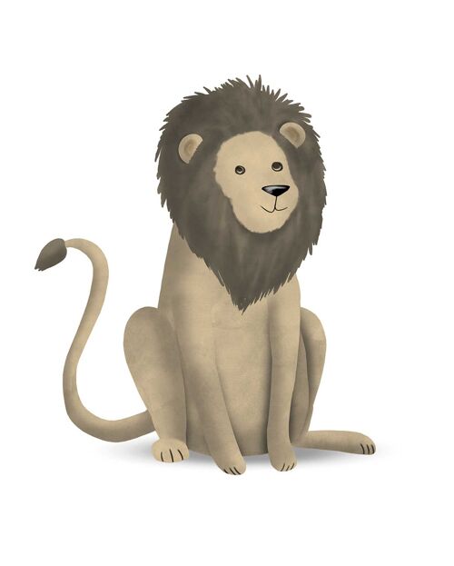 Wandbild - Cute Animal Lion - Größe: 40 x 50 cm