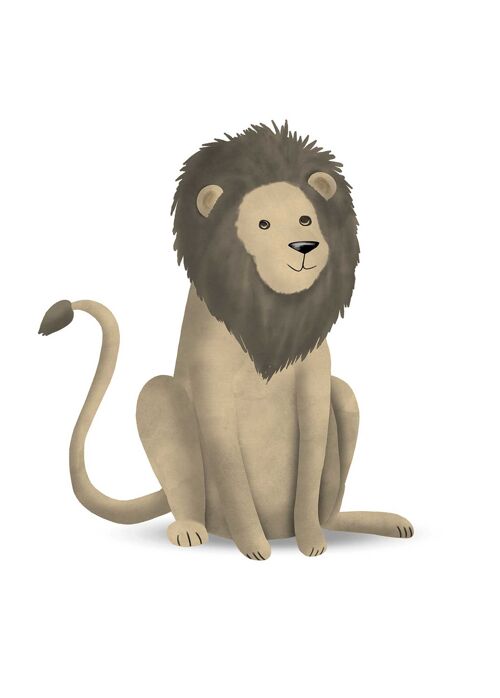 Wandbild - Cute Animal Lion - Größe: 50 x 70 cm