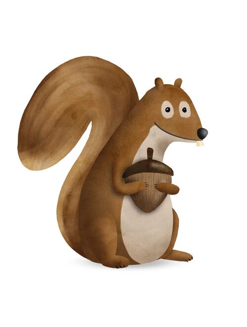 Wandbild - Cute Animal Squirrel - Größe: 30 x 40 cm