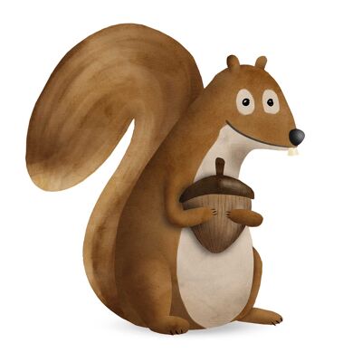 Murale - Simpatico scoiattolo animale - Dimensioni: 40 x 50 cm