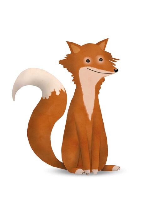 Wandbild - Cute Animal Fox - Größe: 30 x 40 cm