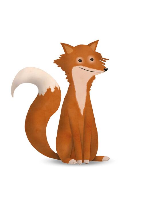 Wandbild - Cute Animal Fox - Größe: 50 x 70 cm