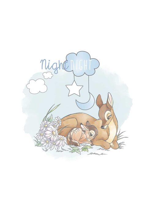 Wandbild - Bambi Good Night - Größe: 50 x 70 cm