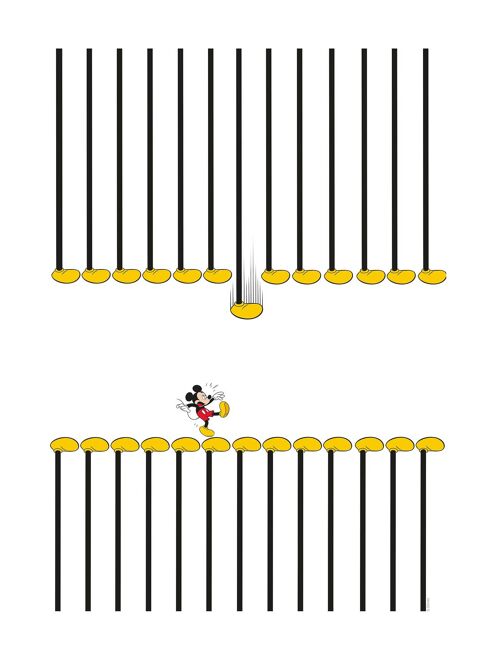 Wandbild - Mickey Mouse Footlines - Größe: 30 x 40 cm