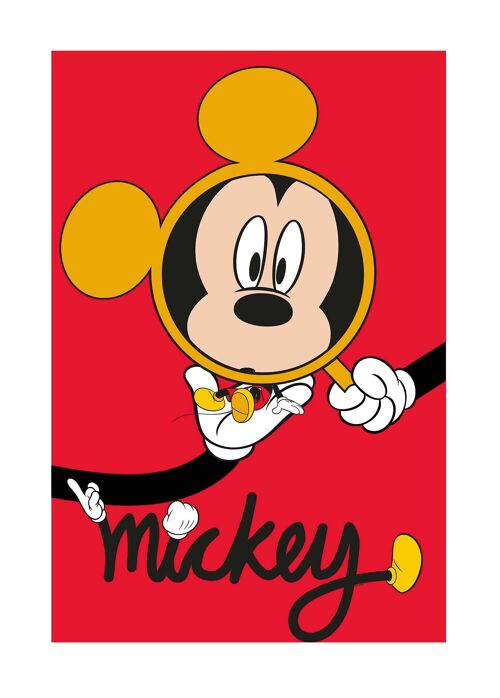 Wandbild - Mickey Mouse Magnifying Glass - Größe: 50 x 70 cm