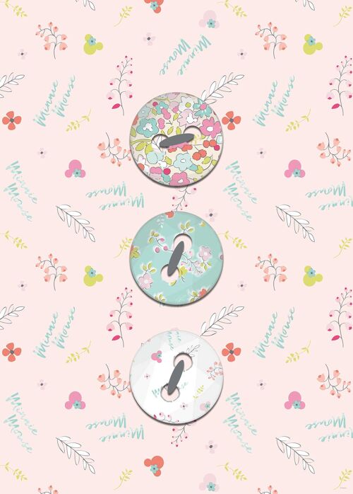 Wandbild - Minnie Mouse Buttons - Größe: 50 x 70 cm