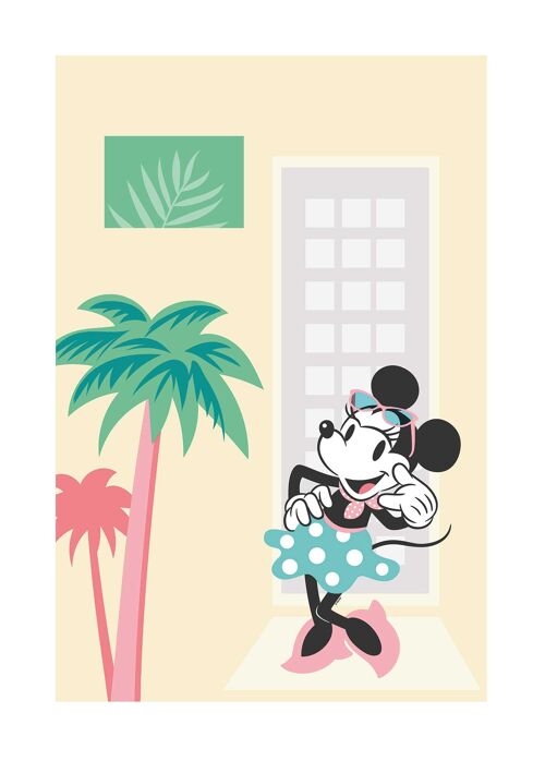 Wandbild - Minnie Mouse Palms - Größe: 50 x 70 cm