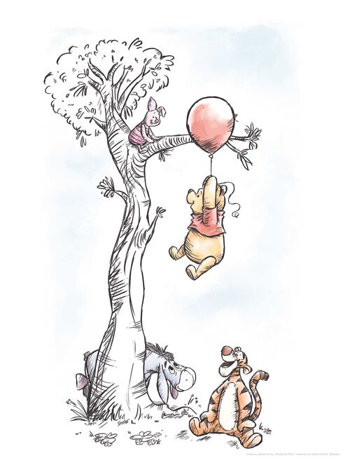 Wandbild - Winnie Pooh Hang on - Größe: 30 x 40 cm