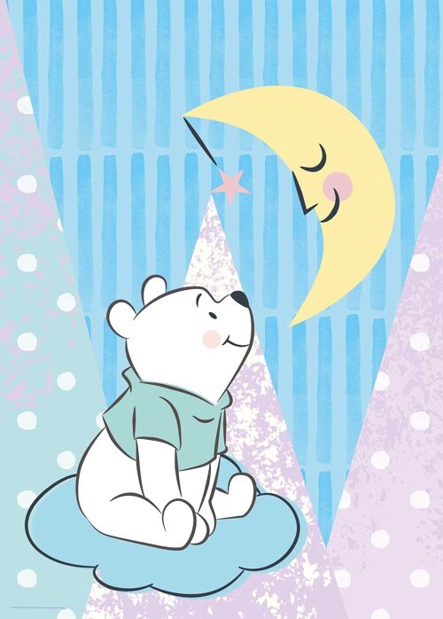 Wandbild - Winnie Pooh Moon - Größe: 50 x 70 cm