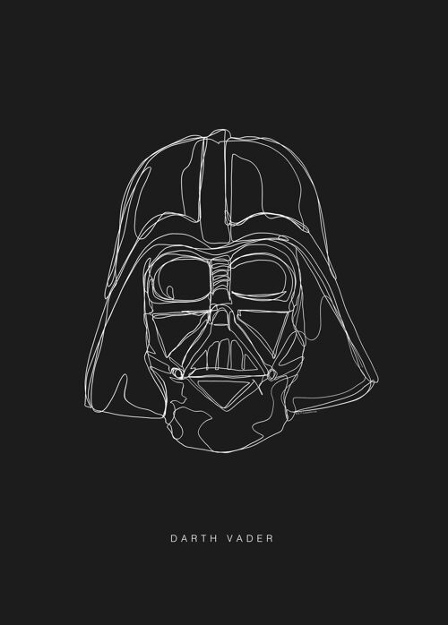 Wandbild - Star Wars Lines Dark Side Vader - Größe: 50 x 70 cm