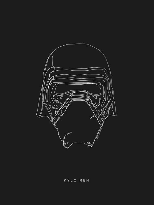 Wandbild - Star Wars Lines Dark Side Kylo - Größe: 30 x 40 cm