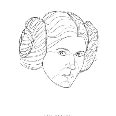Mural - Star Wars Classic Force Faces Leia - Medida: 50 x 70 cm