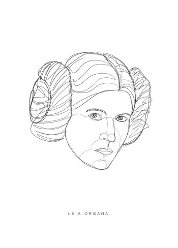 Papier peint - Star Wars Classic Force fait face à Leia - Dimensions : 50 x 70 cm 1