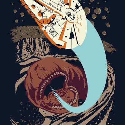 Fotomural - Star Wars Classic Vector Asteroid Worm - Tamaño: 50 x 70 cm