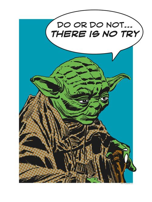 Wandbild - Star Wars Classic Comic Quote Yoda - Größe: 30 x 40 cm