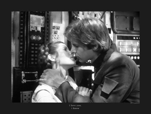 Wandbild - Star Wars Classic Leia Han Kiss Quote - Größe: 40 x 30 cm