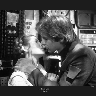 Wandbild - Star Wars Classic Leia Han Kiss Quote - Größe: 40 x 30 cm