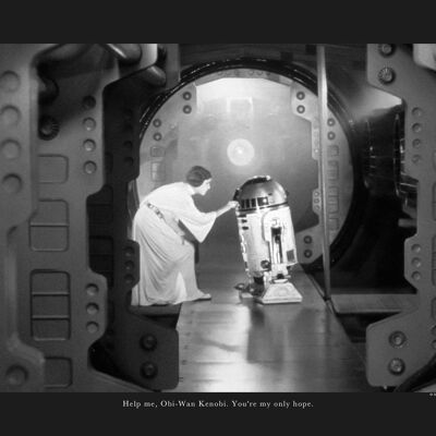 Wandbild - Star Wars Classic Leia R2D2 Quote - Größe: 40 x 30 cm