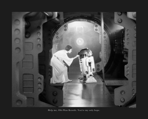 Wandbild - Star Wars Classic Leia R2D2 Quote - Größe: 50 x 40 cm