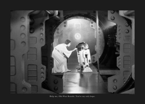 Wandbild - Star Wars Classic Leia R2D2 Quote - Größe: 70 x 50 cm