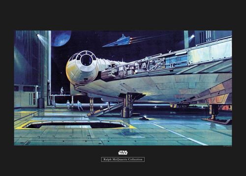Wandbild - Star Wars Classic RMQ Falcon Hangar - Größe: 70 x 50 cm