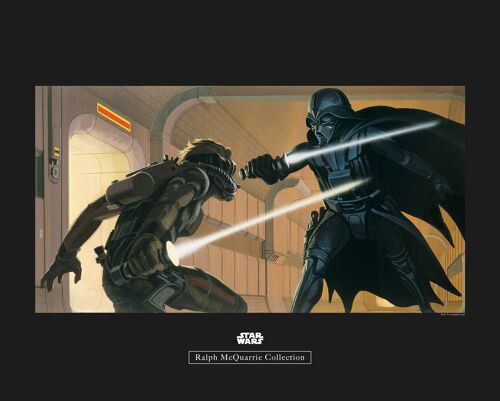 Wandbild - Star Wars Classic RMQ Vader Luke Hallway - Größe: 50 x 40 cm