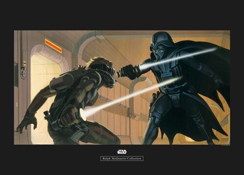 Wandbild - Star Wars Classic RMQ Vader Luke Hallway - Größe: 70 x 50 cm
