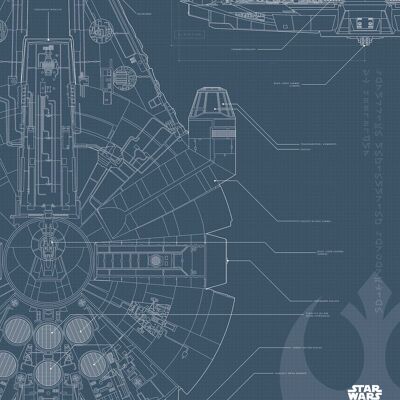 Wandbild - Star Wars Blueprint Falcon - Größe: 30 x 40 cm