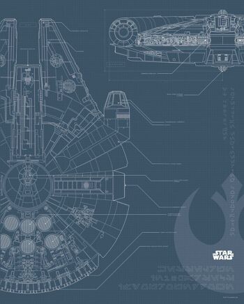 Papier peint - Star Wars Blueprint Falcon - Dimensions : 40 x 50 cm 1