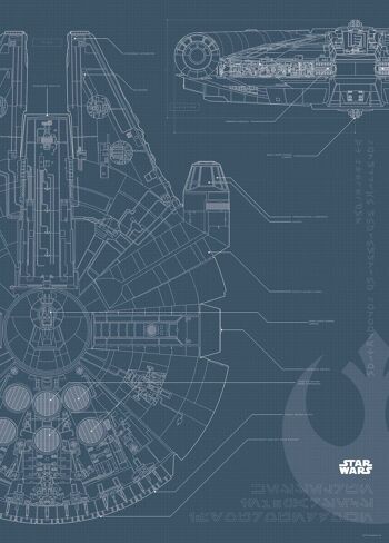 Papier peint - Star Wars Blueprint Falcon - Dimensions : 50 x 70 cm 1