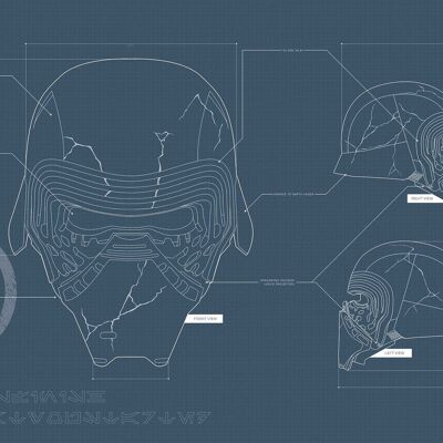 Murale - Star Wars EP9 Blueprint Kylo Helmet - Dimensioni: 40 x 30 cm