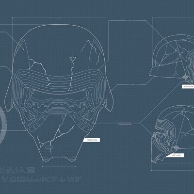 Mural - Star Wars EP9 Blueprint Casco Kylo - Medida: 70 x 50 cm