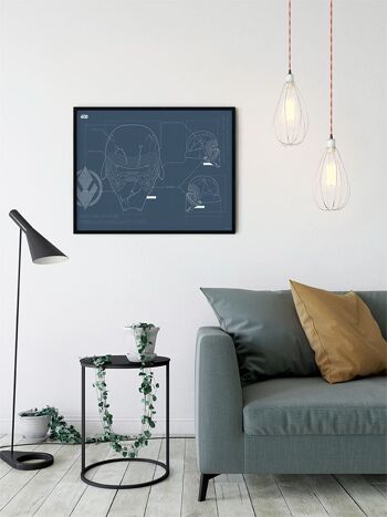 Peinture murale - Casque Star Wars EP9 Blueprint Kylo - Dimensions : 70 x 50 cm 4