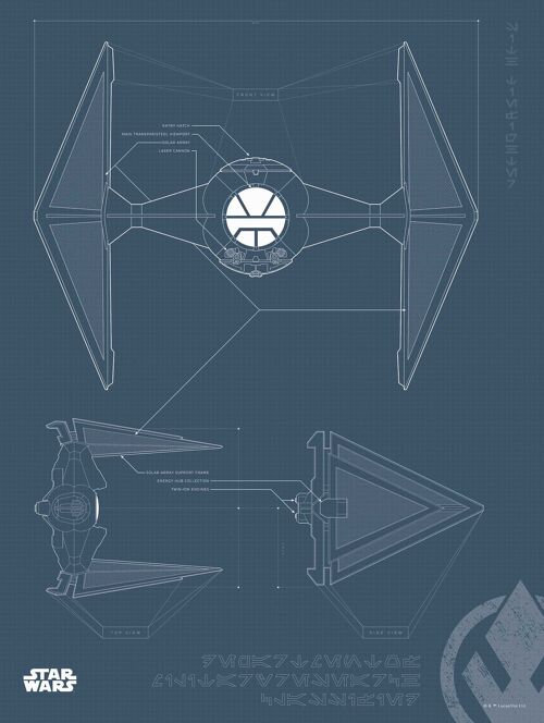 Wandbild - Star Wars Blueprint Sith TIE-Fighter - Größe: 30 x 40 cm