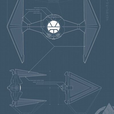 Murale - Star Wars Blueprint Sith TIE Fighter - Dimensioni: 30 x 40 cm