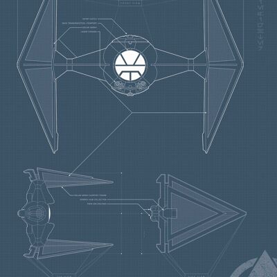 Wandbild - Star Wars Blueprint Sith TIE-Fighter - Größe: 30 x 40 cm