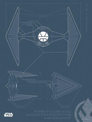Papier peint - Star Wars Blueprint Sith TIE Fighter - Dimensions : 30 x 40 cm 1