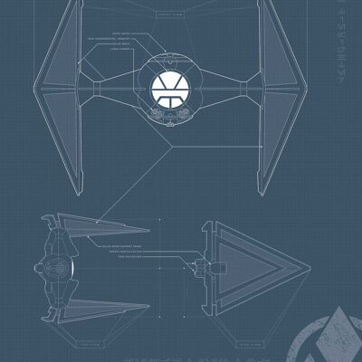 Wandbild - Star Wars Blueprint Sith TIE-Fighter - Größe: 40 x 50 cm