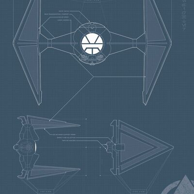 Wandbild - Star Wars Blueprint Sith TIE-Fighter - Größe: 50 x 70 cm