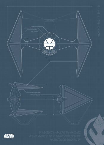Papier peint - Star Wars Blueprint Sith TIE Fighter - Dimensions : 50 x 70 cm 1