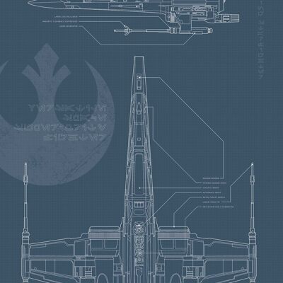 Mural - Star Wars Blueprint X-Wing - Medida: 30 x 40 cm