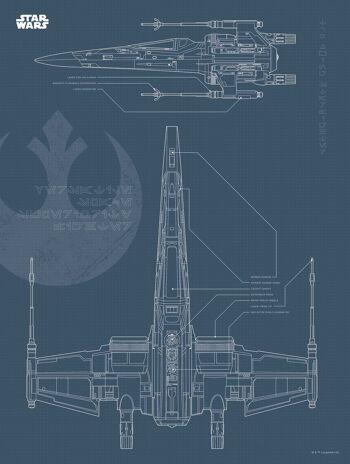Papier peint - Star Wars Blueprint X-Wing - Dimensions : 30 x 40 cm 1