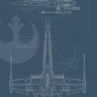 Wandbild - Star Wars Blueprint X-Wing - Größe: 40 x 50 cm