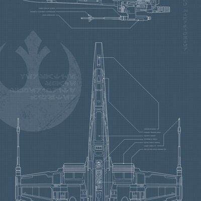 Mural - Star Wars Blueprint X-Wing - Medida: 50 x 70 cm