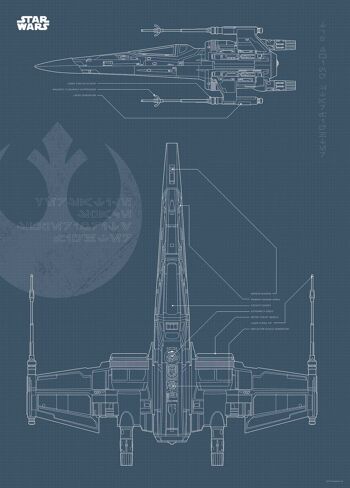Papier peint - Star Wars Blueprint X-Wing - Dimensions : 50 x 70 cm 1
