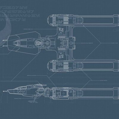 Mural - Star Wars EP9 Blueprint Y-Wing - Tamaño: 40 x 30 cm