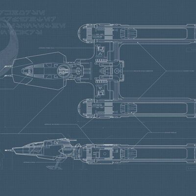 Wandbild - Star Wars EP9 Blueprint Y-Wing - Größe: 40 x 30 cm