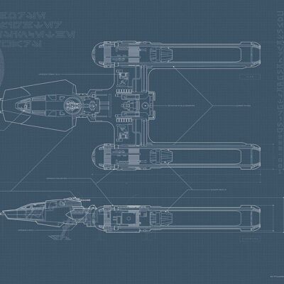 Wandbild - Star Wars EP9 Blueprint Y-Wing - Größe: 50 x 40 cm